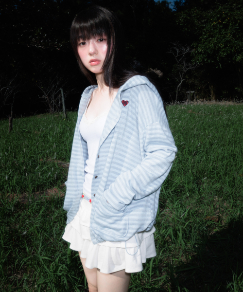 ROSEFRANTZ（ロゼフランツ）の「Stripe Heart Hood Cardigan [Sky Blue]（パーカー・レディース・スカイブルー・OS）」の21枚目の写真