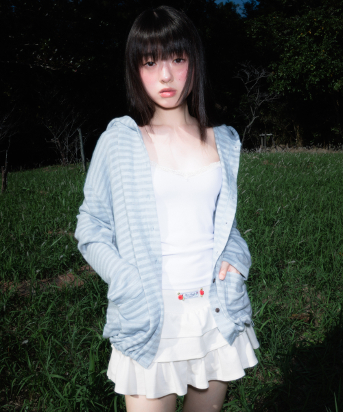 ROSEFRANTZ（ロゼフランツ）の「Stripe Heart Hood Cardigan [Sky Blue]（パーカー・レディース・スカイブルー・OS）」の22枚目の写真
