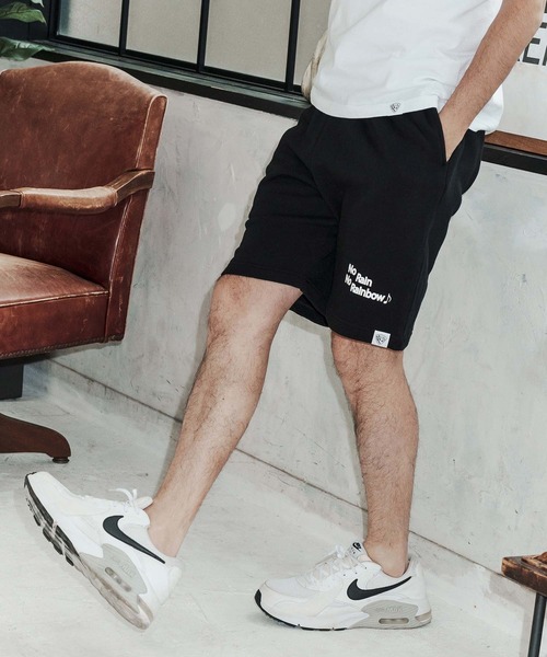 No Rain No Rainbow(ノーレインノーレインボー)の「mp14819-logo printed sweat shorts スウェットショートパンツ(NR26S-16)(その他パンツ・メンズ・ブラック/インディゴブルー/アッシュ・L/M/XL/S)」の1枚目の写真