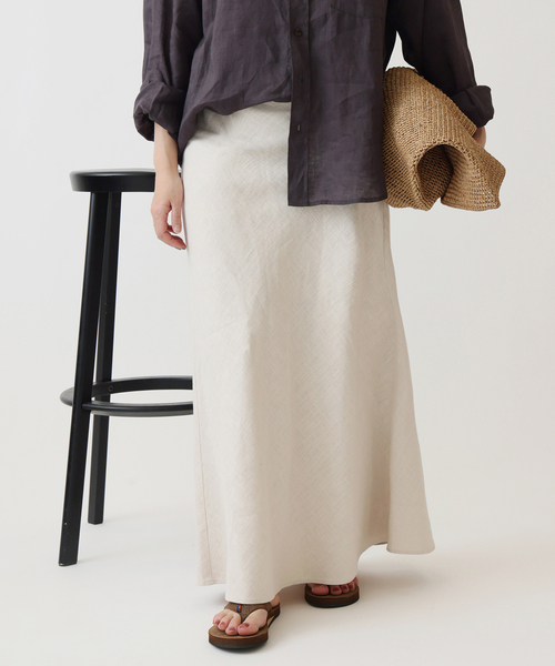 JOURNAL STANDARD(ジャーナルスタンダード)の「ラミーコットンツイルスカート(スカート・レディース・ブラック系その他/ホワイト×ホワイト・FREE)」の2枚目の写真