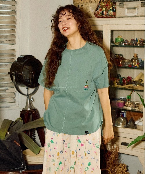 go slow caravan(ゴースローキャラバン)の「USA/C ラウンドヘムTEE W(Tシャツ/カットソー・レディース・ブラック/グリーン/イエロー/ホワイト・FREE)」の8枚目の写真
