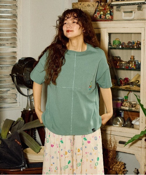 go slow caravan(ゴースローキャラバン)の「USA/C ラウンドヘムTEE W(Tシャツ/カットソー・レディース・ブラック/グリーン/イエロー/ホワイト・FREE)」の9枚目の写真