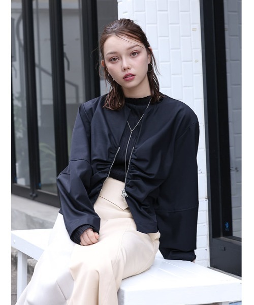 fifth（フィフス）の「コクーンダブルジップブルゾン（ブルゾン・レディース・アイボリー/ブラック・M）」の2枚目の写真