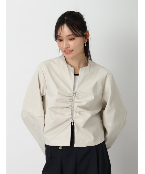 fifth（フィフス）の「コクーンダブルジップブルゾン（ブルゾン・レディース・アイボリー/ブラック・M）」の3枚目の写真