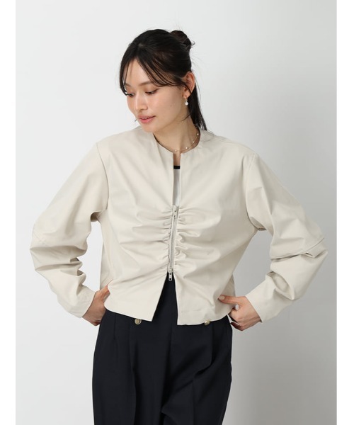 fifth（フィフス）の「コクーンダブルジップブルゾン（ブルゾン・レディース・アイボリー/ブラック・M）」の4枚目の写真
