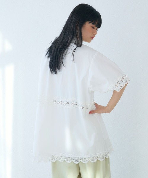 ELLEgirl（エルガール）の「切替レースシャツジャケット（シャツ/ブラウス・レディース・ブラック/オフホワイト・FREE）」の12枚目の写真