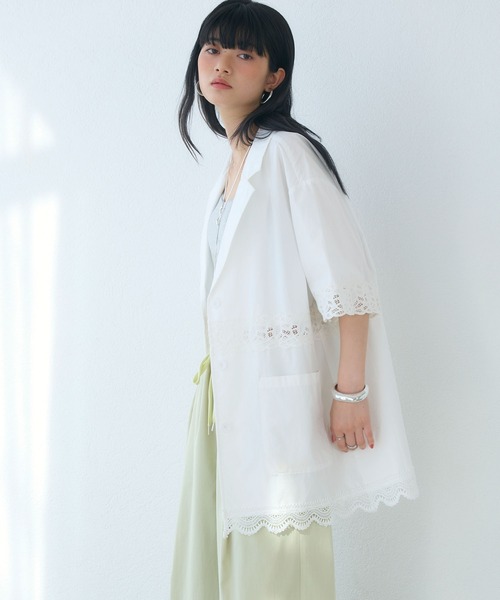 ELLEgirl（エルガール）の「切替レースシャツジャケット（シャツ/ブラウス・レディース・ブラック/オフホワイト・FREE）」の10枚目の写真