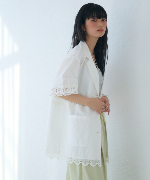 ELLEgirl（エルガール）の「切替レースシャツジャケット（シャツ/ブラウス・レディース・ブラック/オフホワイト・FREE）」の16枚目の写真