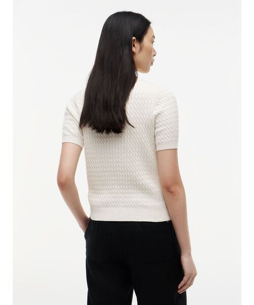 TOMMY HILFIGER（トミーヒルフィガー）の「コットンケーブルファインゲージクルーネックショートスリーブセーター（ニット/セーター・レディース・グレー/ブルー/ライトブルー/マルチ・X-SMALL/XX-SMALL/SMALL/MEDIUM）」の7枚目の写真