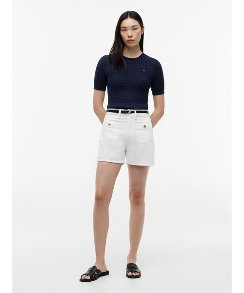 TOMMY HILFIGER（トミーヒルフィガー）の「コットンケーブルファインゲージクルーネックショートスリーブセーター（ニット/セーター・レディース・グレー/ブルー/ライトブルー/マルチ・X-SMALL/XX-SMALL/SMALL/MEDIUM）」の11枚目の写真