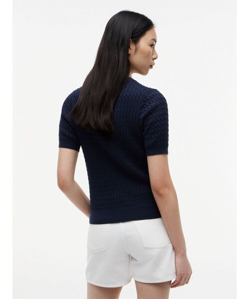 TOMMY HILFIGER（トミーヒルフィガー）の「コットンケーブルファインゲージクルーネックショートスリーブセーター（ニット/セーター・レディース・グレー/ブルー/ライトブルー/マルチ・X-SMALL/XX-SMALL/SMALL/MEDIUM）」の12枚目の写真