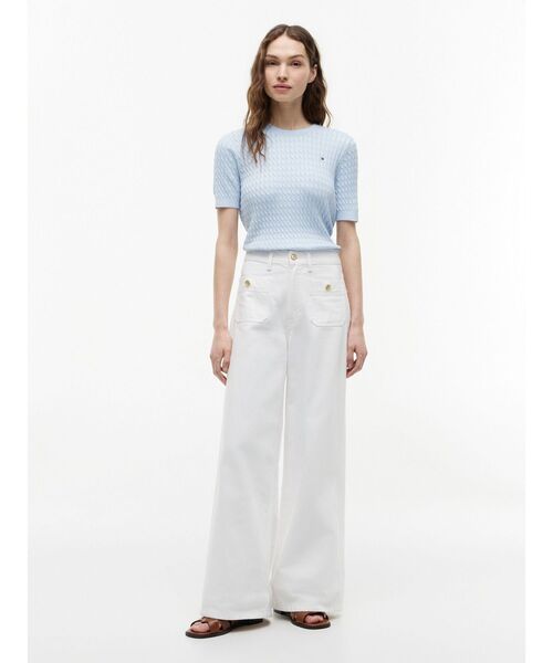 TOMMY HILFIGER（トミーヒルフィガー）の「コットンケーブルファインゲージクルーネックショートスリーブセーター（ニット/セーター・レディース・グレー/ブルー/ライトブルー/マルチ・X-SMALL/XX-SMALL/SMALL/MEDIUM）」の16枚目の写真