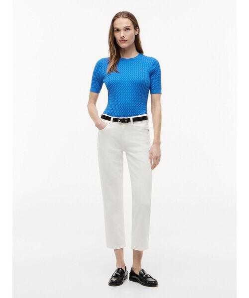 TOMMY HILFIGER（トミーヒルフィガー）の「コットンケーブルファインゲージクルーネックショートスリーブセーター（ニット/セーター・レディース・グレー/ブルー/ライトブルー/マルチ・X-SMALL/XX-SMALL/SMALL/MEDIUM）」の21枚目の写真