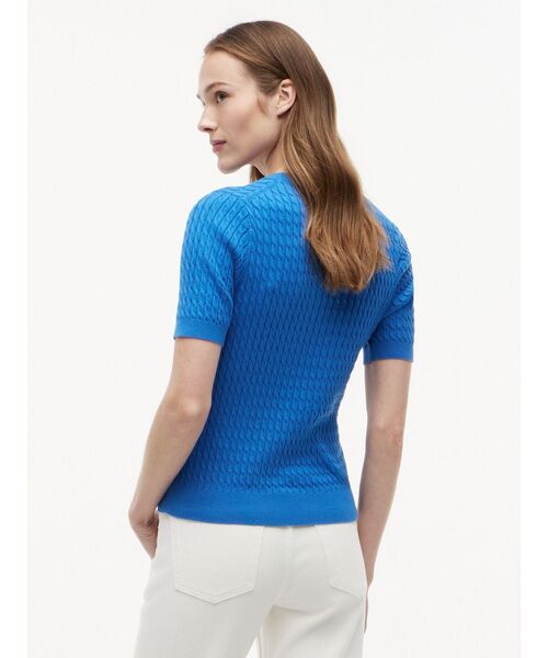 TOMMY HILFIGER（トミーヒルフィガー）の「コットンケーブルファインゲージクルーネックショートスリーブセーター（ニット/セーター・レディース・グレー/ブルー/ライトブルー/マルチ・X-SMALL/XX-SMALL/SMALL/MEDIUM）」の22枚目の写真