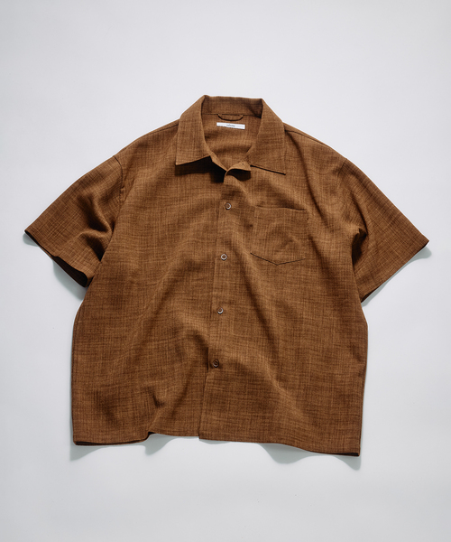 JOURNAL STANDARD relume(ジャーナルスタンダード レリューム)の「テックキャンバス レギュラーカラー 半袖シャツ(セットアップ対応可能)(シャツ/ブラウス・メンズ・ブラウン系その他/アイボリー/ブラック・MEDIUM/LARGE)」の3枚目の写真