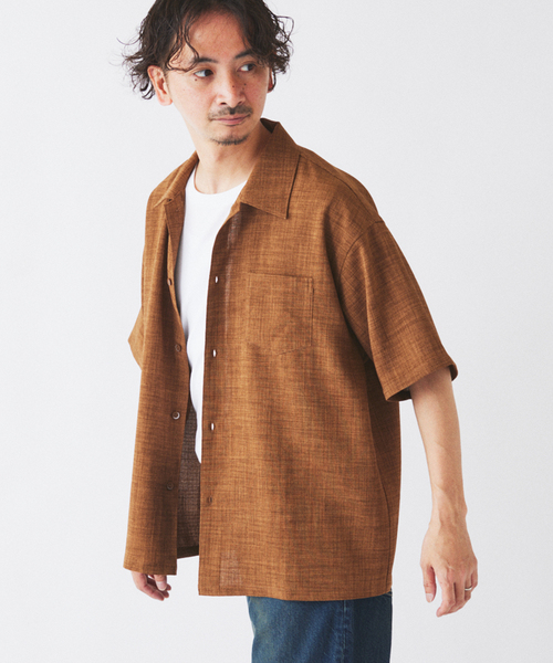 JOURNAL STANDARD relume(ジャーナルスタンダード レリューム)の「テックキャンバス レギュラーカラー 半袖シャツ(セットアップ対応可能)(シャツ/ブラウス・メンズ・ブラウン系その他/アイボリー/ブラック・MEDIUM/LARGE)」の16枚目の写真