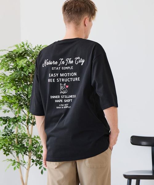 JEANS MATE（ジーンズメイト）の「【ZERO STAIN/ゼロステイン】汗染みの目立ちにくいTシャツ ZEROSTAIN ロゴ アニマル バックプリント オーバーサイズTシャツ 防汚 UVカット 綿タッチ・厚手（Tシャツ/カットソー・メンズ・ホワイト系その他2/ブラック系その他2/ブルー系その他/ホワイト系その他・X-LARGE/LARGE/MEDIUM）」の3枚目の写真