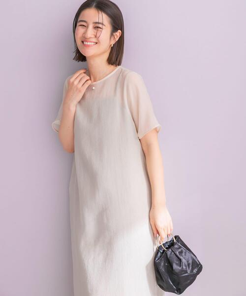 URBAN RESEARCH ROSSO WOMEN（アーバンリサーチ　ロッソ）の「ハーフスリーブオーガンジーバックオープンドレス（ワンピース・レディース・アイボリー/ブラック・FREE）」の4枚目の写真