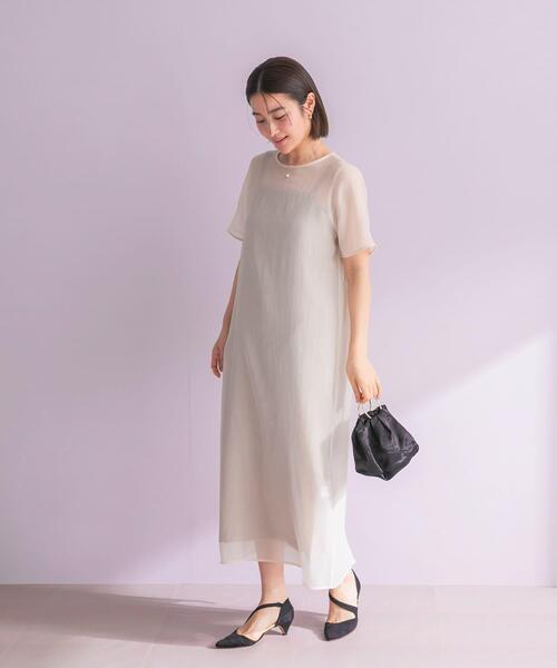 URBAN RESEARCH ROSSO WOMEN（アーバンリサーチ　ロッソ）の「ハーフスリーブオーガンジーバックオープンドレス（ワンピース・レディース・アイボリー/ブラック・FREE）」の8枚目の写真