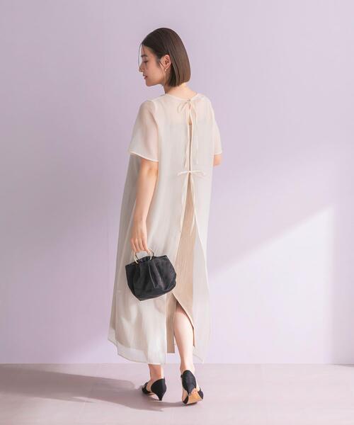 URBAN RESEARCH ROSSO WOMEN（アーバンリサーチ　ロッソ）の「ハーフスリーブオーガンジーバックオープンドレス（ワンピース・レディース・アイボリー/ブラック・FREE）」の9枚目の写真