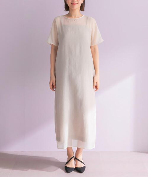 URBAN RESEARCH ROSSO WOMEN（アーバンリサーチ　ロッソ）の「ハーフスリーブオーガンジーバックオープンドレス（ワンピース・レディース・アイボリー/ブラック・FREE）」の10枚目の写真