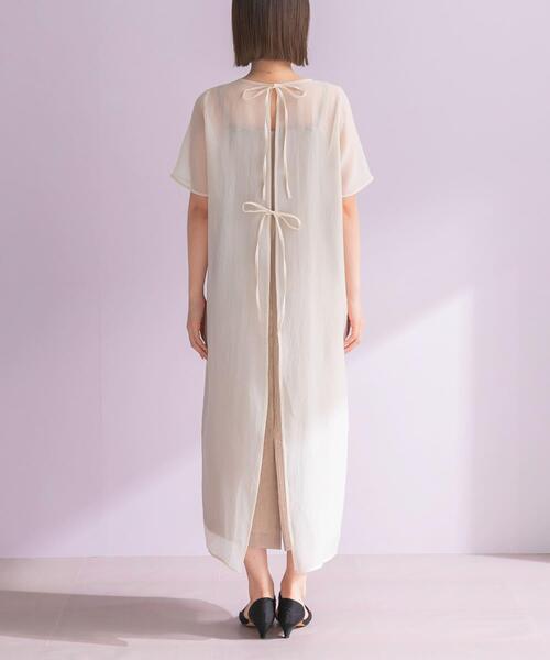 URBAN RESEARCH ROSSO WOMEN（アーバンリサーチ　ロッソ）の「ハーフスリーブオーガンジーバックオープンドレス（ワンピース・レディース・アイボリー/ブラック・FREE）」の12枚目の写真