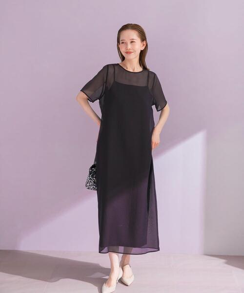 URBAN RESEARCH ROSSO WOMEN（アーバンリサーチ　ロッソ）の「ハーフスリーブオーガンジーバックオープンドレス（ワンピース・レディース・アイボリー/ブラック・FREE）」の17枚目の写真