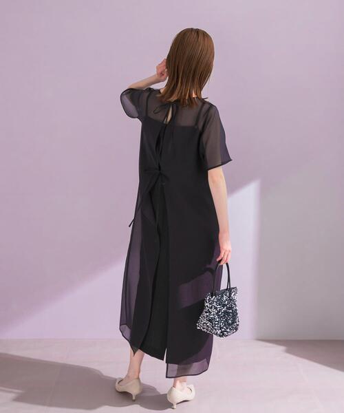 URBAN RESEARCH ROSSO WOMEN（アーバンリサーチ　ロッソ）の「ハーフスリーブオーガンジーバックオープンドレス（ワンピース・レディース・アイボリー/ブラック・FREE）」の19枚目の写真