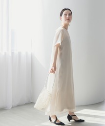 URBAN RESEARCH ROSSO WOMEN | ハーフスリーブオーガンジーバックオープンドレス(ワンピース)