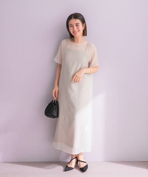 URBAN RESEARCH ROSSO WOMEN（アーバンリサーチ　ロッソ）の「ハーフスリーブオーガンジーバックオープンドレス（ワンピース・レディース・アイボリー/ブラック・FREE）」の7枚目の写真