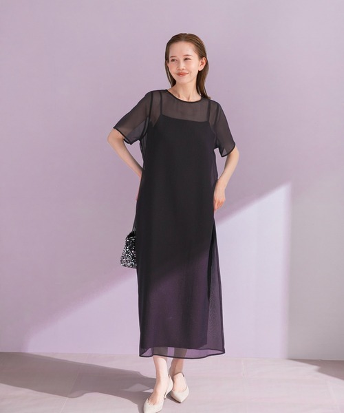 URBAN RESEARCH ROSSO WOMEN（アーバンリサーチ　ロッソ）の「ハーフスリーブオーガンジーバックオープンドレス（ワンピース・レディース・アイボリー/ブラック・FREE）」の11枚目の写真