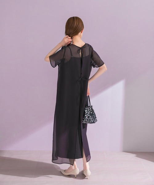 URBAN RESEARCH ROSSO WOMEN（アーバンリサーチ　ロッソ）の「ハーフスリーブオーガンジーバックオープンドレス（ワンピース・レディース・アイボリー/ブラック・FREE）」の12枚目の写真