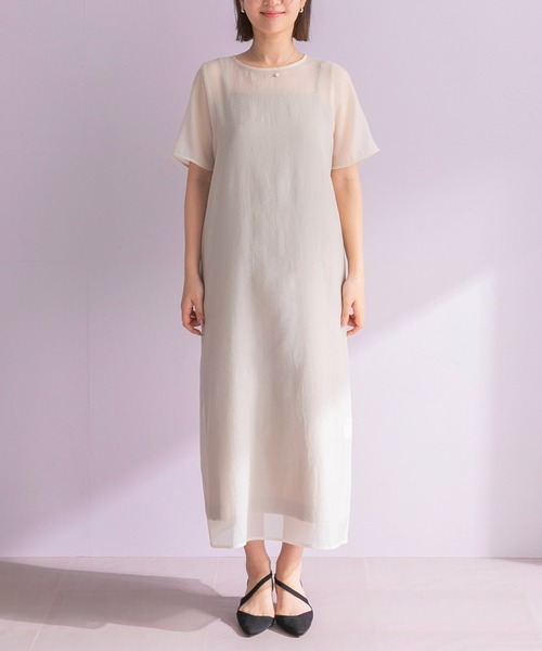 URBAN RESEARCH ROSSO WOMEN（アーバンリサーチ　ロッソ）の「ハーフスリーブオーガンジーバックオープンドレス（ワンピース・レディース・アイボリー/ブラック・FREE）」の14枚目の写真