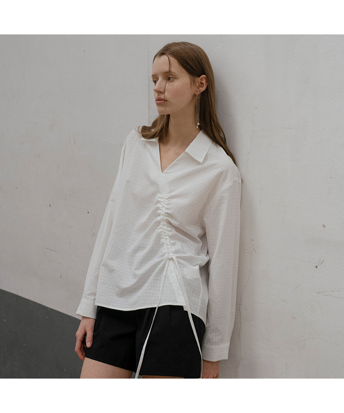Check strap detail blouse [TISP06BL09]_White