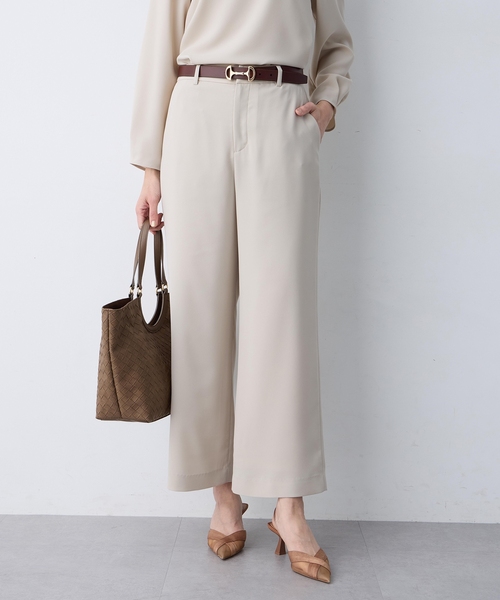 A/C DESIGN BY ALPHA CUBIC（エーシーデザインバイアルファキュービック）の「ストレッチジョーゼットストレートパンツ【接触冷感・UVカット・吸水速乾・セットアップ対応・大きいサイズあり】（その他パンツ・レディース・ブラック/ベージュ/ネイビー・61/64/67/70/73/76）」の2枚目の写真