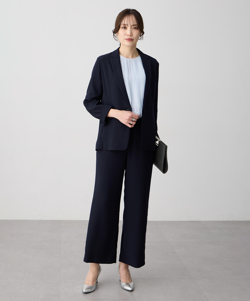 A/C DESIGN BY ALPHA CUBIC（エーシーデザインバイアルファキュービック）の「ストレッチジョーゼットストレートパンツ【接触冷感・UVカット・吸水速乾・セットアップ対応・大きいサイズあり】（その他パンツ・レディース・ブラック/ベージュ/ネイビー・61/64/67/70/73/76）」の7枚目の写真