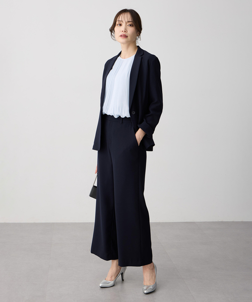 A/C DESIGN BY ALPHA CUBIC（エーシーデザインバイアルファキュービック）の「ストレッチジョーゼットストレートパンツ【接触冷感・UVカット・吸水速乾・セットアップ対応・大きいサイズあり】（その他パンツ・レディース・ブラック/ベージュ/ネイビー・61/64/67/70/73/76）」の8枚目の写真