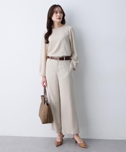 A/C DESIGN BY ALPHA CUBIC（エーシーデザインバイアルファキュービック）の「ストレッチジョーゼットストレートパンツ【接触冷感・UVカット・吸水速乾・セットアップ対応・大きいサイズあり】（その他パンツ・レディース・ブラック/ベージュ/ネイビー・61/64/67/70/73/76）」の13枚目の写真