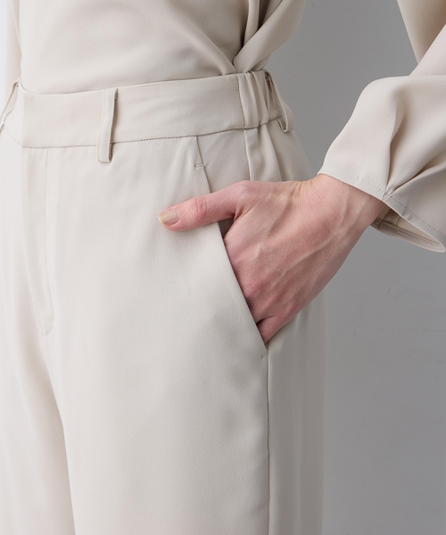 A/C DESIGN BY ALPHA CUBIC（エーシーデザインバイアルファキュービック）の「ストレッチジョーゼットストレートパンツ【接触冷感・UVカット・吸水速乾・セットアップ対応・大きいサイズあり】（その他パンツ・レディース・ブラック/ベージュ/ネイビー・61/64/67/70/73/76）」の16枚目の写真