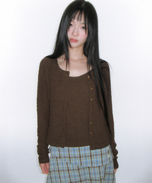 AMESWORLDWIDE | WRINKLED CARDIGAN & SLEEVELESS SET-UP BROWN(カーディガン/ボレロ)