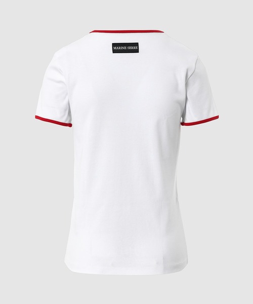 MARINE SERRE(マリーン・セル)の「MOON LOGO BICOLOR JERSEY BABY FIT T-SHIRT(Tシャツ/カットソー・レディース・ホワイト/ブラック・M/XS/S)」の3枚目の写真