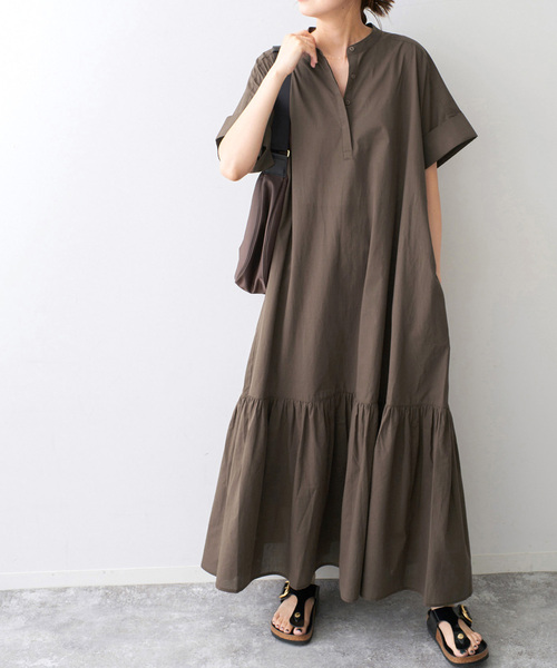 Spick & Span(スピックアンドスパン)の「《追加》ローンティアードマキシワンピース(ワンピース・レディース・ブラウン/ブラック・FREE)」の2枚目の写真