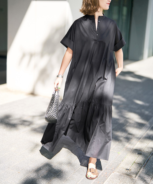 Spick & Span(スピックアンドスパン)の「《追加》ローンティアードマキシワンピース(ワンピース・レディース・ブラウン/ブラック・FREE)」の1枚目の写真