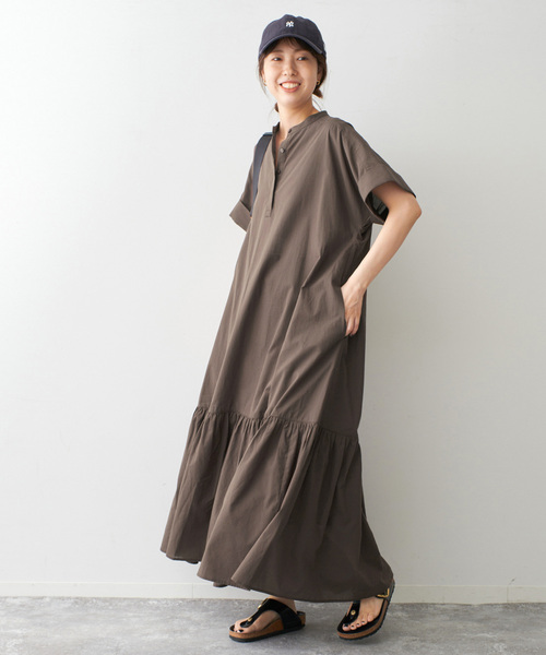 Spick & Span（スピックアンドスパン）の「《追加》ローンティアードマキシワンピース（ワンピース・レディース・ブラウン/ブラック・FREE）」の4枚目の写真
