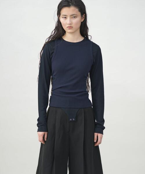 URBAN RESEARCH(アーバンリサーチ)の「new basic SIDE SLIT RIB TOPS(タンクトップ・レディース・ネイビー/オフホワイト・FREE)」の5枚目の写真