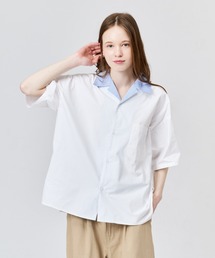 WETTEMPT（ウィテンプト）の「STRIPE COLLAR OPEN S/S SHIRT / ストライプカラーオープンS/Sシャツ（シャツ/ブラウス・メンズ）」