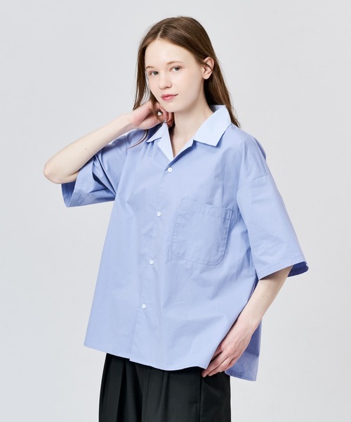 WETTEMPT(ウィテンプト)の「STRIPE COLLAR OPEN S/S SHIRT / ストライプカラーオープンS/Sシャツ(シャツ/ブラウス・メンズ・ブルー/オフホワイト・LARGE/MEDIUM/SMALL)」の19枚目の写真