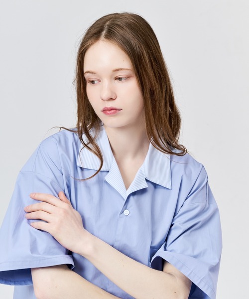 WETTEMPT(ウィテンプト)の「STRIPE COLLAR OPEN S/S SHIRT / ストライプカラーオープンS/Sシャツ(シャツ/ブラウス・メンズ・ブルー/オフホワイト・LARGE/MEDIUM/SMALL)」の22枚目の写真