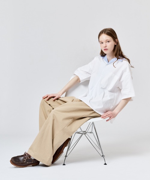WETTEMPT(ウィテンプト)の「STRIPE COLLAR OPEN S/S SHIRT / ストライプカラーオープンS/Sシャツ(シャツ/ブラウス・メンズ・ブルー/オフホワイト・LARGE/MEDIUM/SMALL)」の15枚目の写真