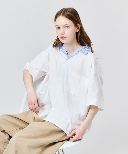 WETTEMPT(ウィテンプト)の「STRIPE COLLAR OPEN S/S SHIRT / ストライプカラーオープンS/Sシャツ(シャツ/ブラウス・メンズ・ブルー/オフホワイト・LARGE/MEDIUM/SMALL)」の16枚目の写真